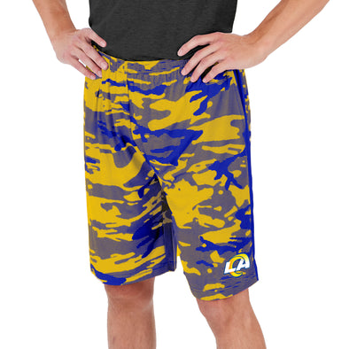 Zubaz Men's NFL Los Angeles Rams Lightweight Camo Lines Shorts with Logo