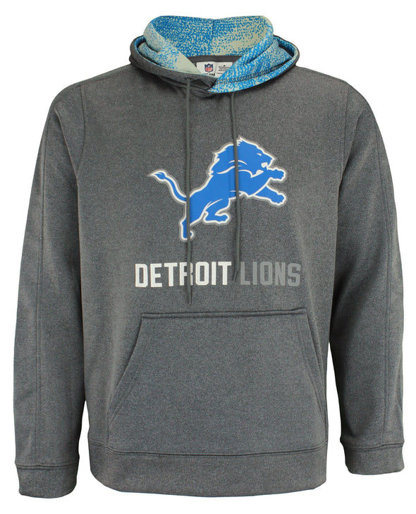 Zubaz NFL Detroit Lions Men's Heather Grey  Fleece Hoodie