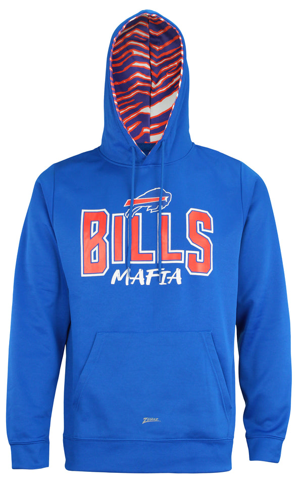 Zubaz NFL Men's Buffalo Bills Mafia Royal Fleece Hoodie With Zebra Print Accents