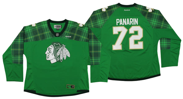 Reebok NHL Womens Chicago Blackhawks Artemi Panarin #72 St. Patty's Jersey, Green