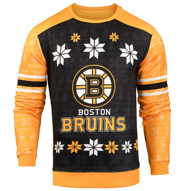 Forever Collectibles NHL Men's Boston Bruins Printed Ugly Sweater, Yellow/Black