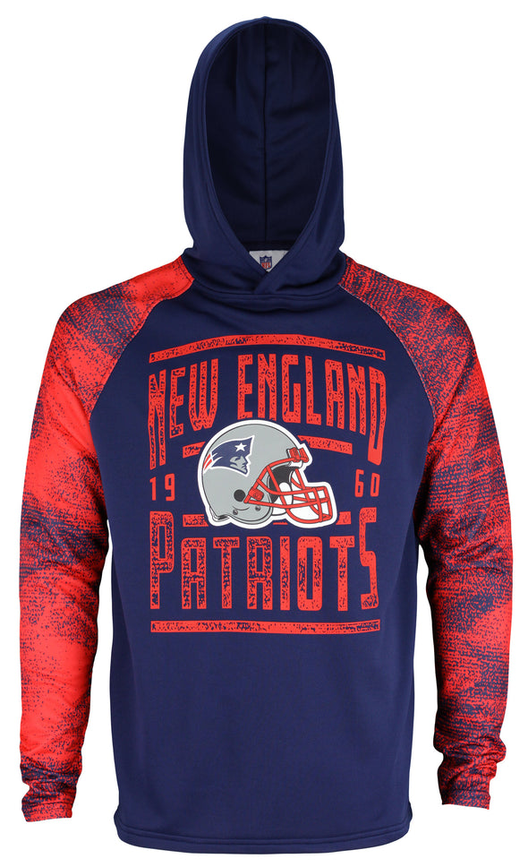 Zubaz NFL Men's New England Patriots Light Weight Hoodie with Static Sleeves