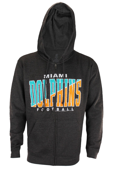 Miami Dolphins NFL Football Mens Split Formation Fleece Hoodie, Gray