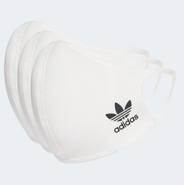Adidas Adult Standard Face Covers, 3-Pack, White, Size Options