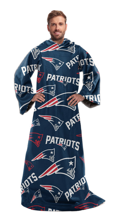 Northwest NFL New England Patriots Toss Silk Touch Comfy Throw with Sleeves