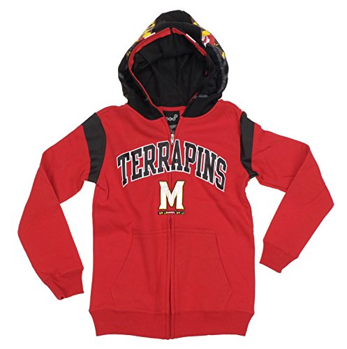Maryland Terrapins NCAA College Youth Boys Full Zip Helmet Hoodie - Red