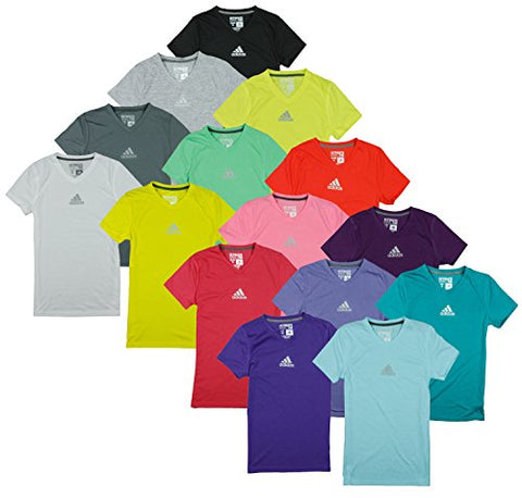 Adidas Youth Girls Ultimate Athletic V-Neck Short Sleeve Tee T-Shirt, Many Colors