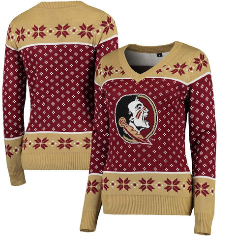Forever Collectibles NCAA Women's Florida State Seminoles Big Logo V-Neck Sweater