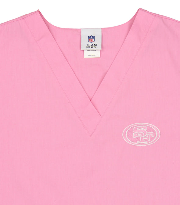 Fabrique Innovations NFL Unisex San Francisco 49ers Breast Cancer Awareness Scrub Top