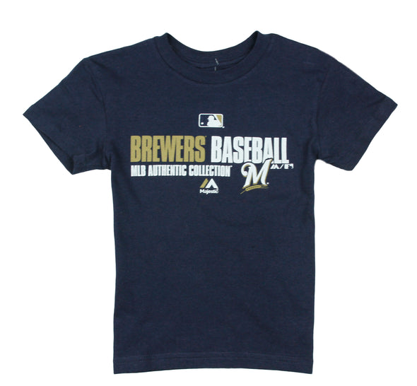 Outerstuff MLB Baseball Little Kids Boys Milwaukee Brewers On Field T-Shirt, Navy