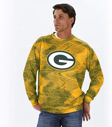 Zubaz NFL Football Men's Green Bay Packers Static Crew Neck Sweatshirt