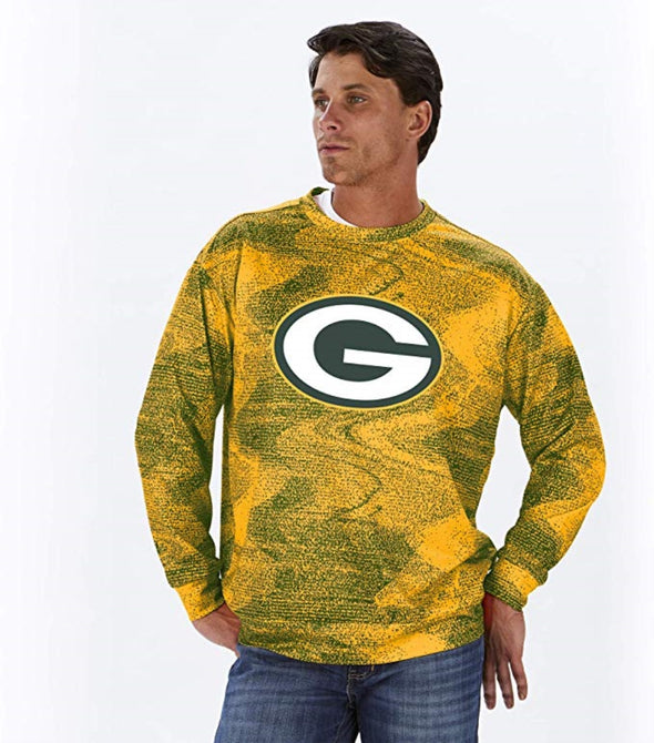 Zubaz NFL Football Men's Green Bay Packers Static Crew Neck Sweatshirt