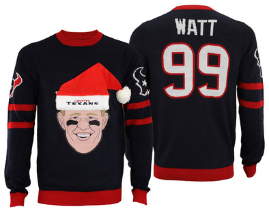 FOCO NFL Men's Houston Texans JJ Watt #99 Ugly Face Sweater