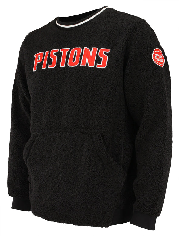 FISLL NBA Men's Detroit Pistons Moto Sherpa Crew Neck Sweatshirt