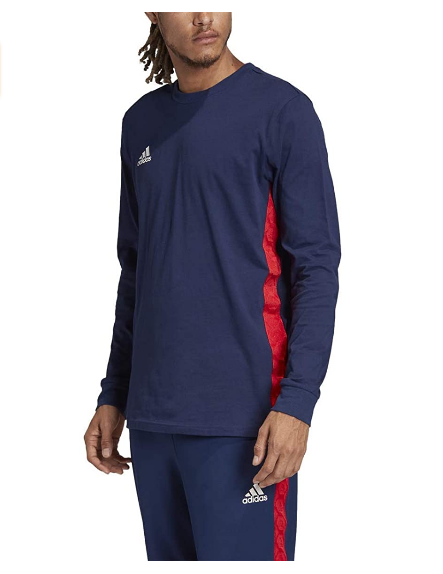 Adidas Men's Tango Long Sleeve Logo Tee Shirt, Team Navy Blue