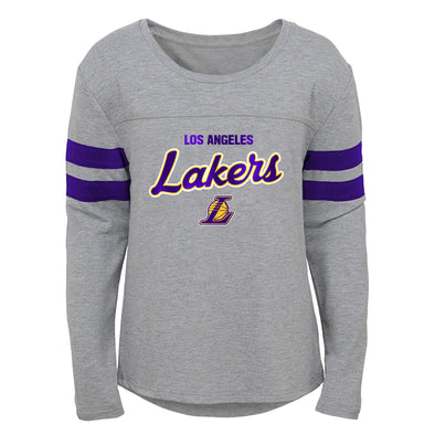 Outerstuff Los Angeles Lakers NBA Girls Kids (4-6X) & Youth (7-16) Grey Long Sleeve Dolman Tee