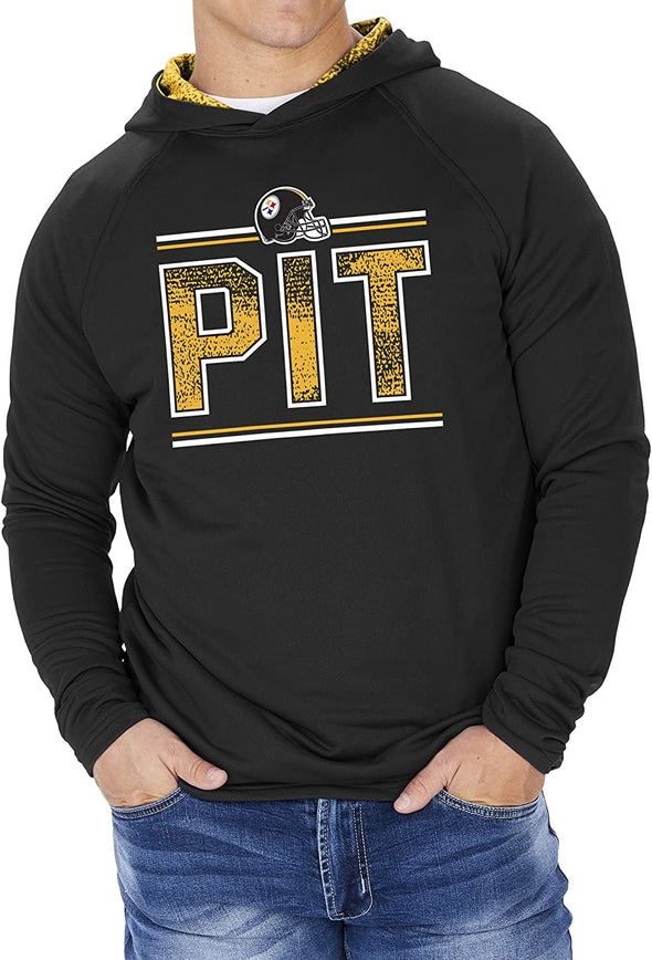 Zubaz Pittsburgh Steelers NFL Men's Lightweight Hoodie With Static Hood Liner