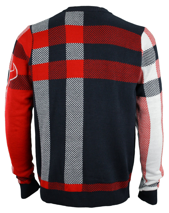 Forever Collectibles NFL Men's Houston Texans Plaid Crew Neck Sweater