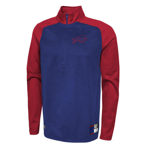 Outerstuff NFL Men's Buffalo Bills O-Line Performance 1/4 Zip Fleece Top