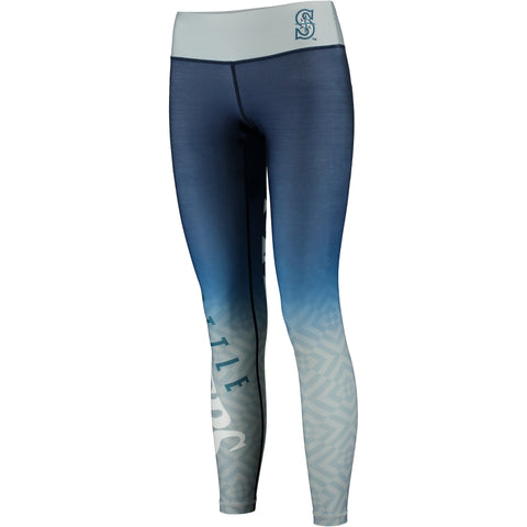 KLEW MLB Women's Seattle Mariners Gradient Big Logo Print Leggings