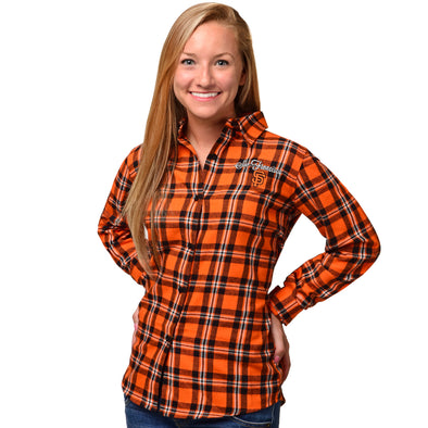 FOCO MLB San Francisco Giants Women's Wordmark Basic Flannel Shirt