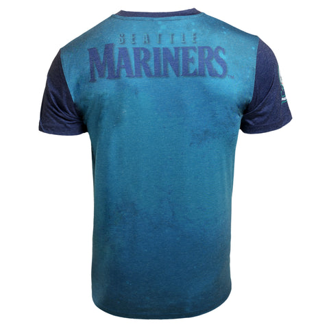 KLEW MLB Men's Seattle Mariners Big Graphics Pocket Logo Tee T-shirt, Blue