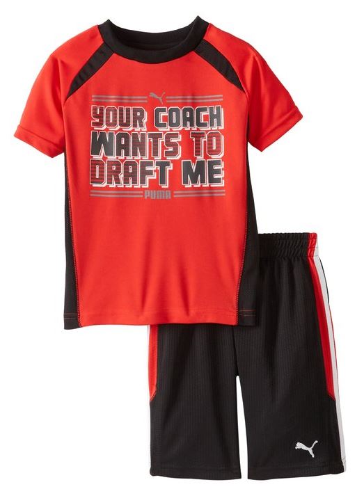 Puma Toddlers Coach Set Soccer Jersey Shirt & Shorts Set - Red