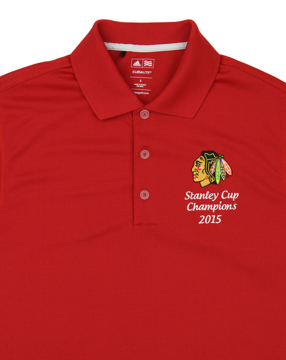 Adidas NHL Mens Chicago Blackhawks Stanley Cup 2015 Champs Staff Polo Shirt, Red, Small
