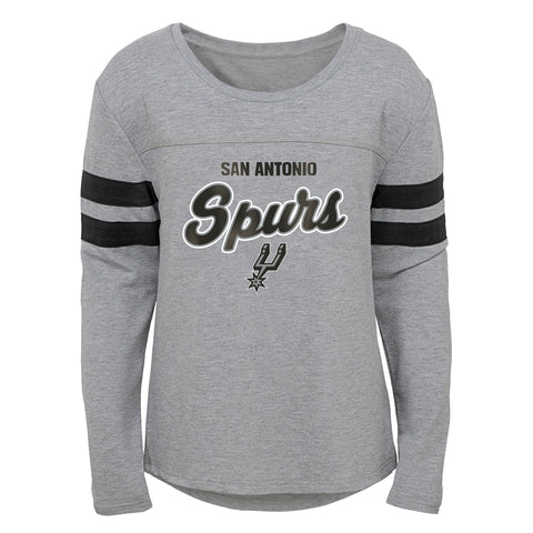 Outerstuff San Antonio Spurs NBA Girls Kids (4-6X) & Youth (7-16) Grey Long Sleeve Dolman Tee