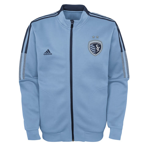 Adidas MLS Youth (8-20) Sporting Kansas City Full Zip Anthem Travel Jacket
