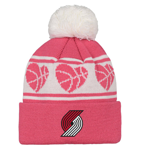 Outerstuff NBA Little Girls (4-6X) Portland Trail Blazers Sweet Heart Pink Knit Hat