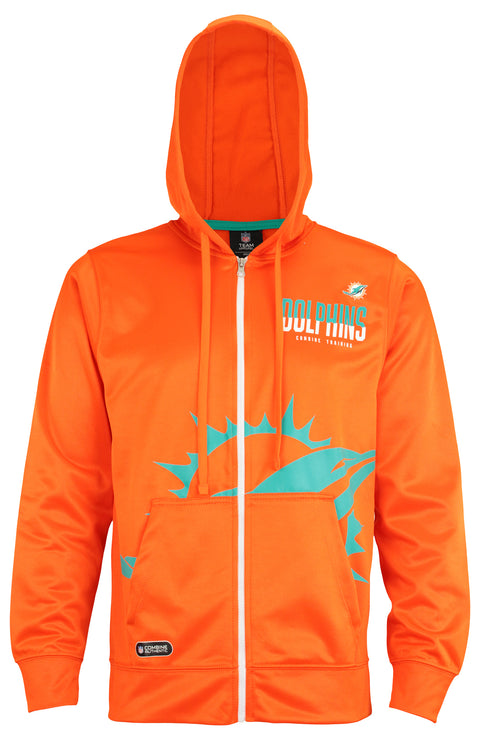 Outerstuff NFL Men's Miami Dolphins Drill Performance Full Zip Hoodie