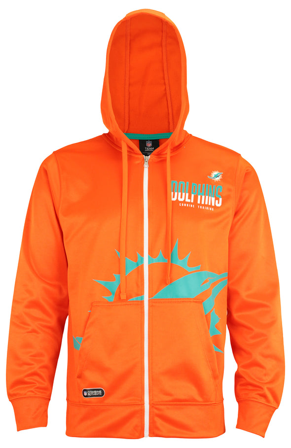 Outerstuff NFL Men's Miami Dolphins Drill Performance Full Zip Hoodie