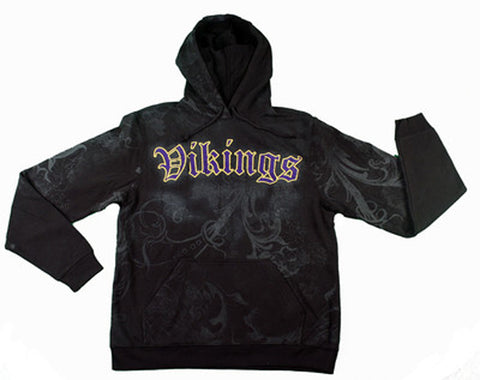 Reebok NFL Men's Minnesota Vikings Vintage Print Pull Over Hoodie, Black