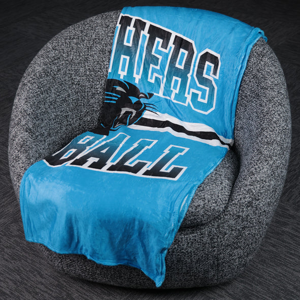 FOCO NFL Carolina Panthers Stripe Micro Raschel Plush Throw Blanket, 45 x 60