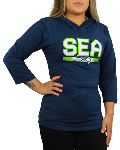 Zubaz NFL Women's Seattle Seahawks Solid Team Color Lightweight Pullover