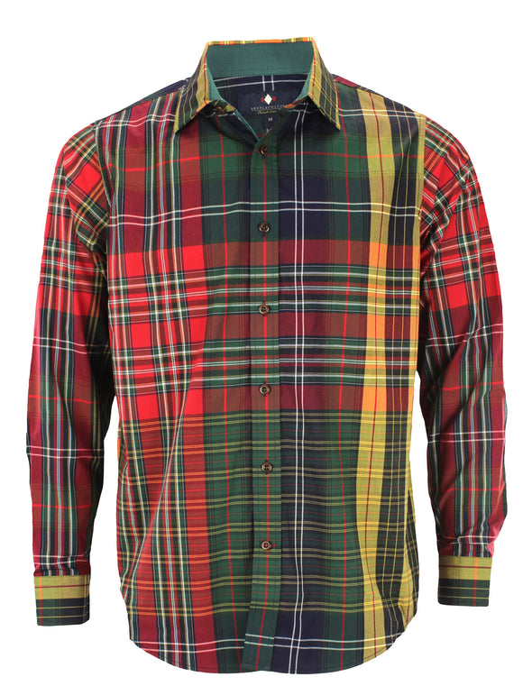 Argyle Culture Men's Long Sleeve Button Up Plaid Shirt, Color Options