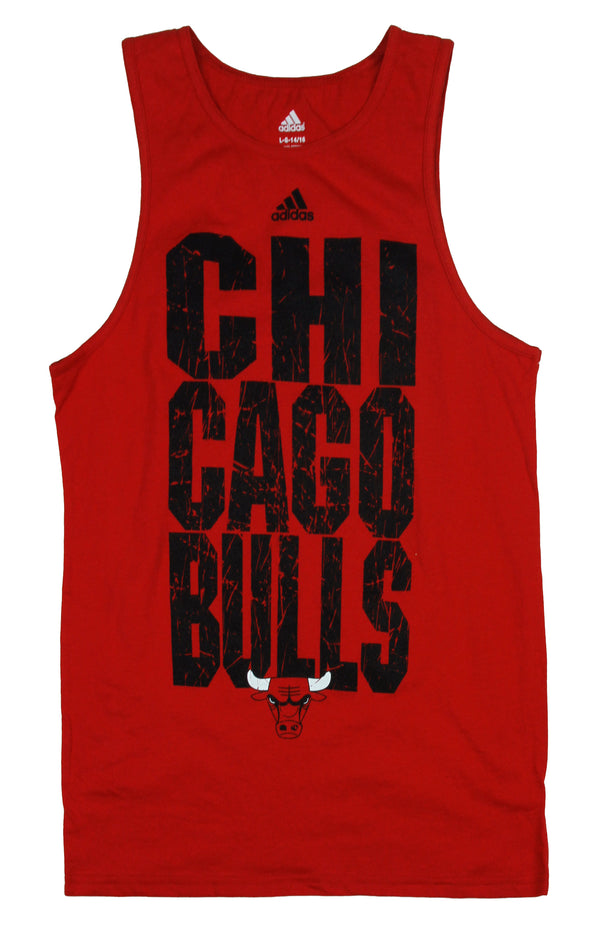 Adidas NBA Basketball Youth Chicago Bulls Stacked Tank Shooting Shirt - Red