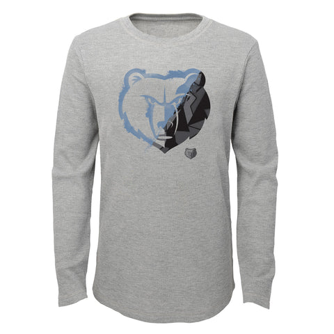 Outerstuff NBA Youth (8-20) Memphis Grizzlies Black Out Waffle Knit Thermal Tee Shirt
