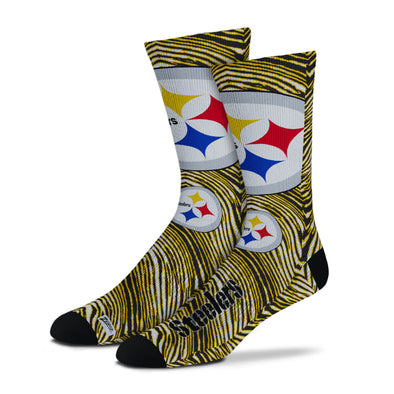 Zubaz By For Bare Feet NFL Adults Unisex Pittsburgh Steelers Zubified Dress Socks, Large