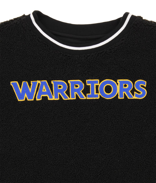 FISLL NBA Men's Golden State Warriors Moto Sherpa Crew Neck Sweatshirt