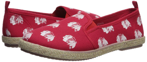 FOCO NHL Women's Chicago Blackhawks Espadrille Canvas Slip On Shoe