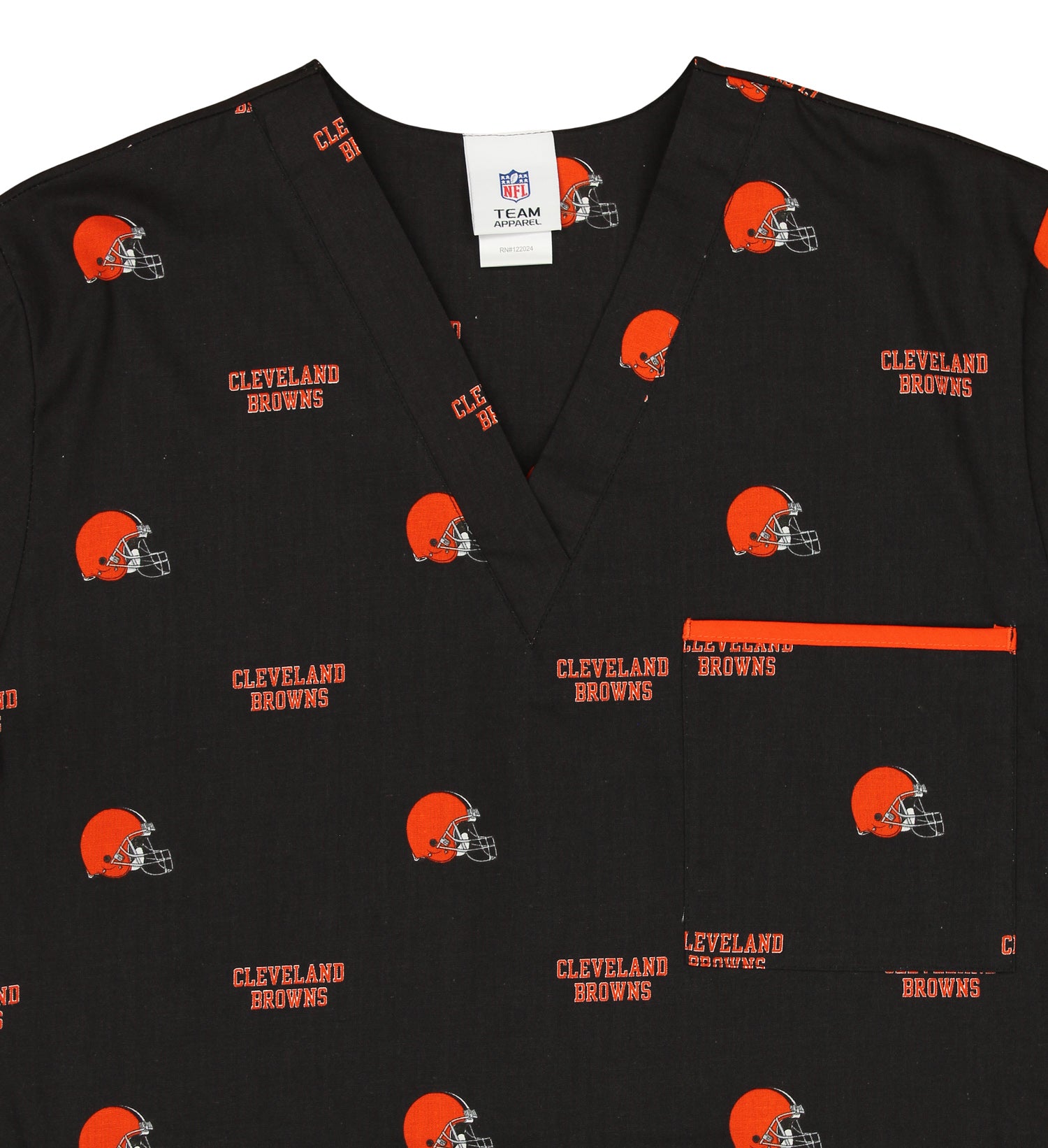 Fabrique Innovations NFL Unisex Cleveland Browns Repeat Logo Scrub Top