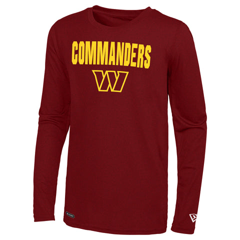 New Era NFL Men's Washington Commanders 50 Yard Line Long Sleeve Poly Dri-Tek Tee
