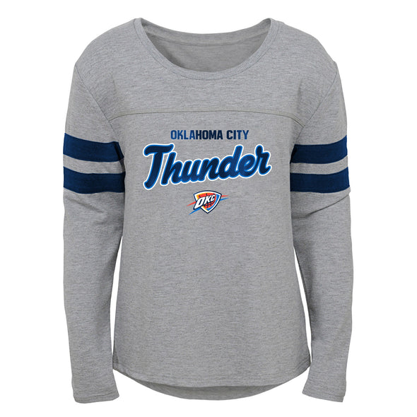 Outerstuff Oklahoma City Thunder NBA Girls Kids (4-6X) Grey Long Sleeve Dolman Tee