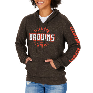 Zubaz NFL Women's Cleveland Browns Marled Soft Pullover Hoodie