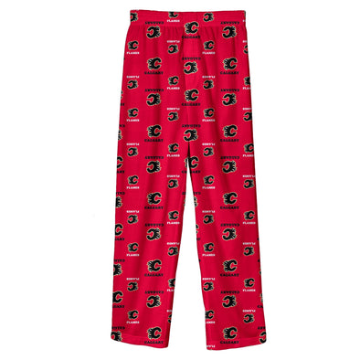 Outerstuff NHL Youth Boys Calgary Flames Printed Logo Pajama Lounge Pants