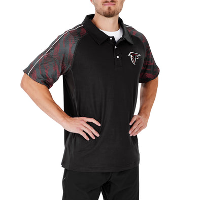 Zubaz NFL Men's Atlanta Falcons Elevated Field Polo W/ Viper Print Accent