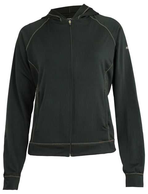 Reebok Women's PlayDry Performance Zipped Hoodie Sweatshirt, Black