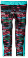 Puma Kids / Youth Girls Stripe Printed Capri Leggings, Black Stripe Glitch Print
